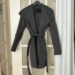 Dark Gray Wool Coat with Belt